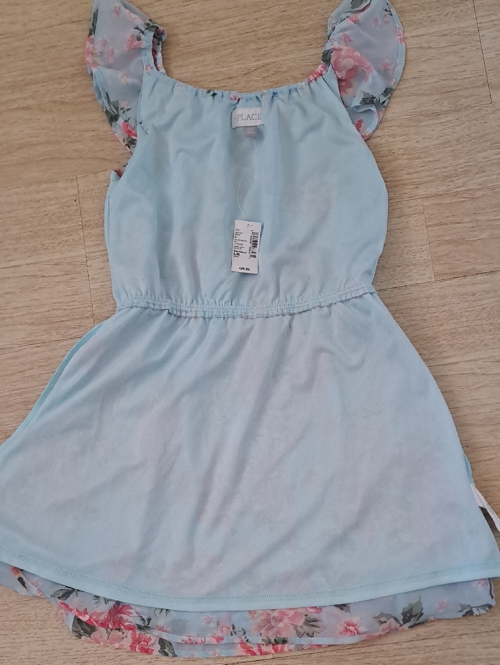 Place Light Blue Floral Ruffle-Sleeve Dress - Picture 6 of 7